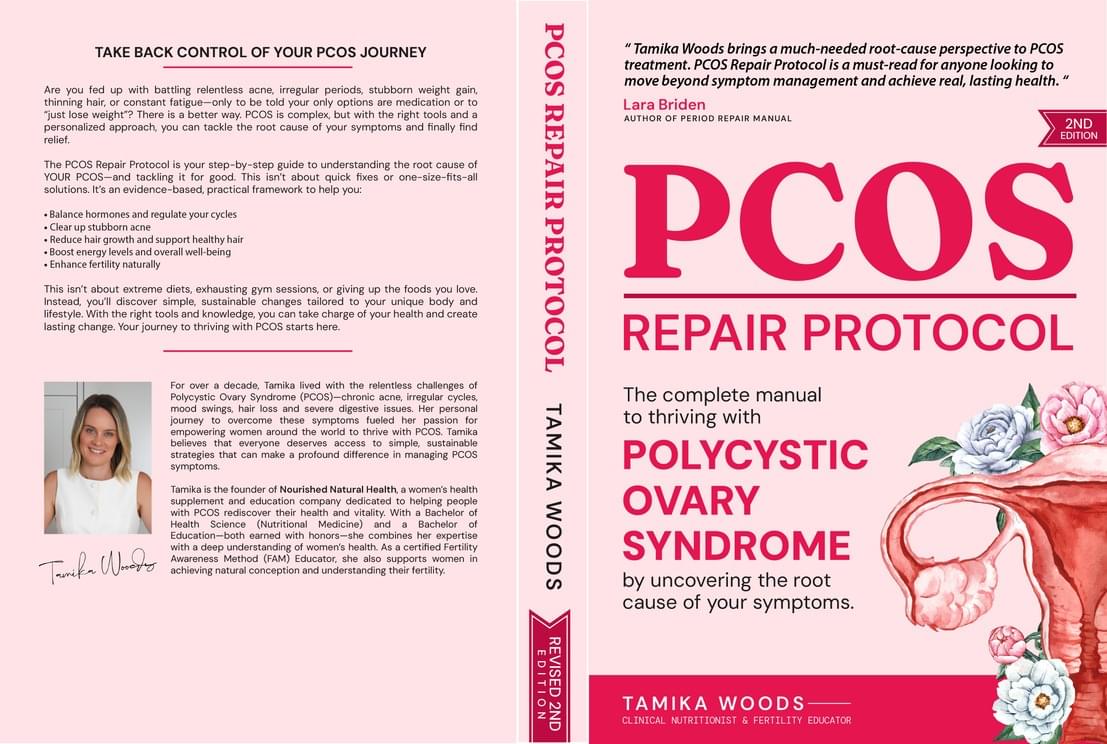 Front and back covers of the PCOS Repair Protocol book